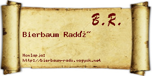 Bierbaum Radó névjegykártya